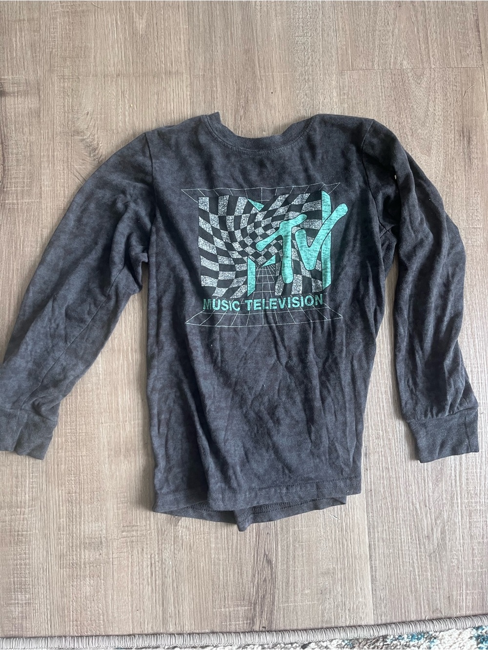MTV Black Long-Sleeve Tee with Teal Graphic